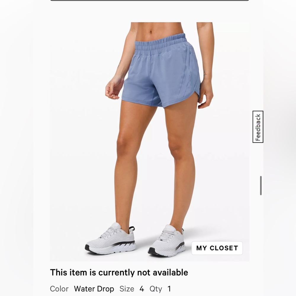 Like New! Lululemon Track That Mid Rise 5” Short in Water Drop Blue